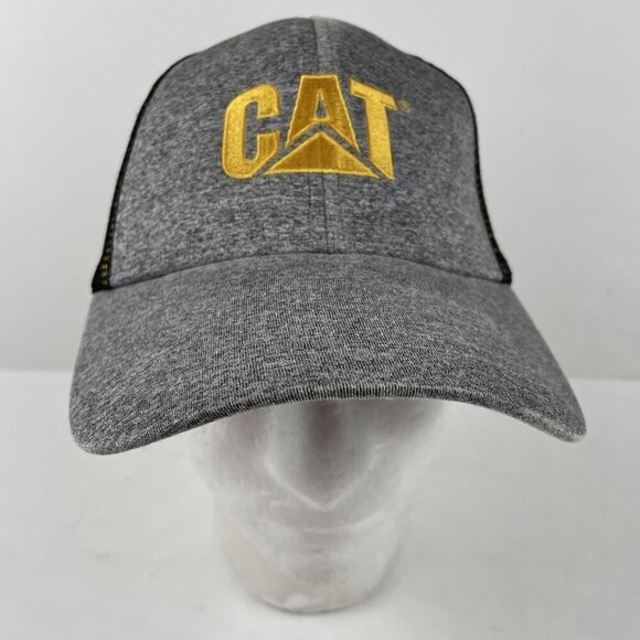 CAT SnapBack Trucker Hat Adjustable Mesh Back Gray Black Embroidered 6 Panel - Picture 3 of 8